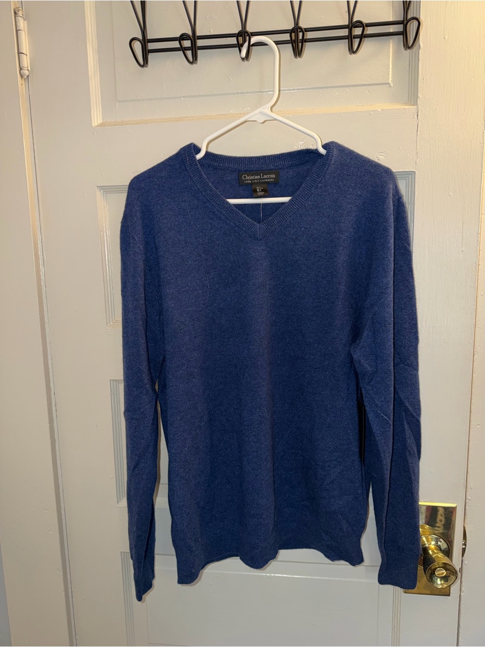 NWT Christian Lacroix Men's V-Neck Sweater in Navy